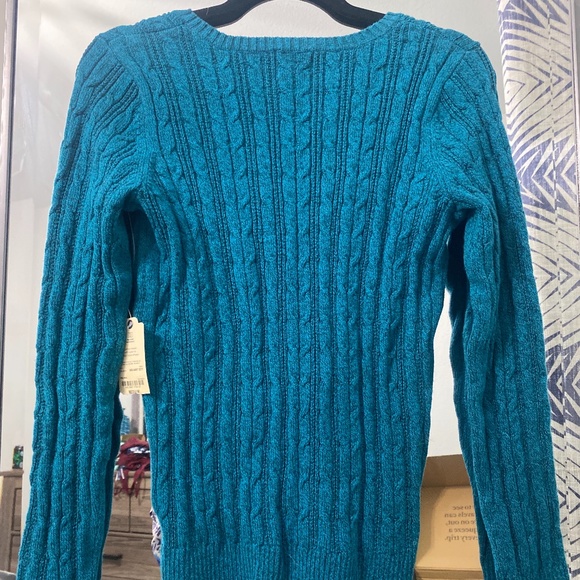 St. John's Bay | Size M | Teal V Neck Long Sleeve Pullover Sweater - Picture 2 of 2